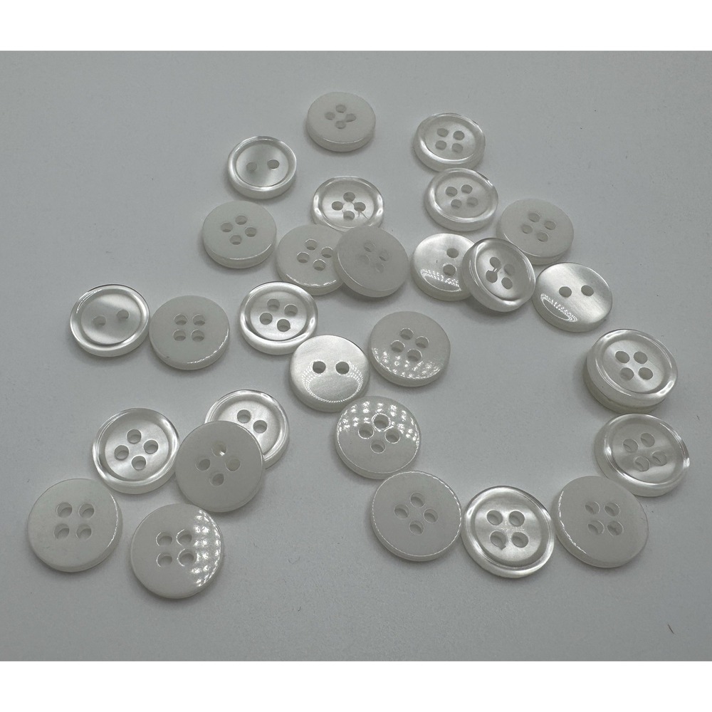 Chicos White Clear Designer Button Lot 29 Loose Round Buttons Repairing Clothes